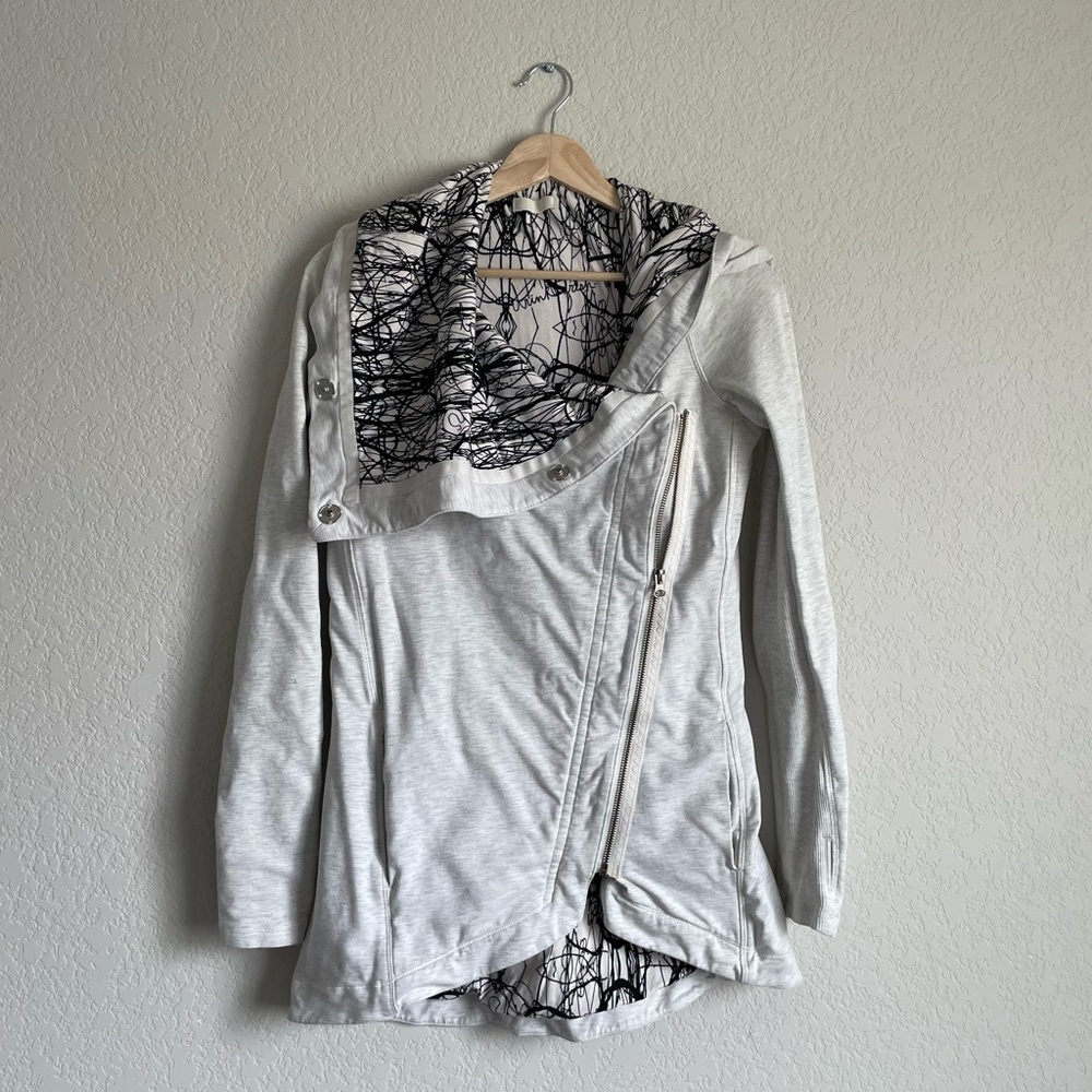 lululemon jacket womens 4 method wrap heathered ghost nesting bird sweater